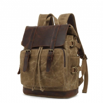 Vintage-rucksack Aus Leder Und Canvas