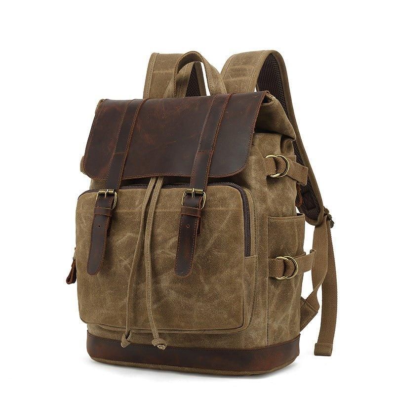 Vintage-rucksack Aus Leder Und Canvas