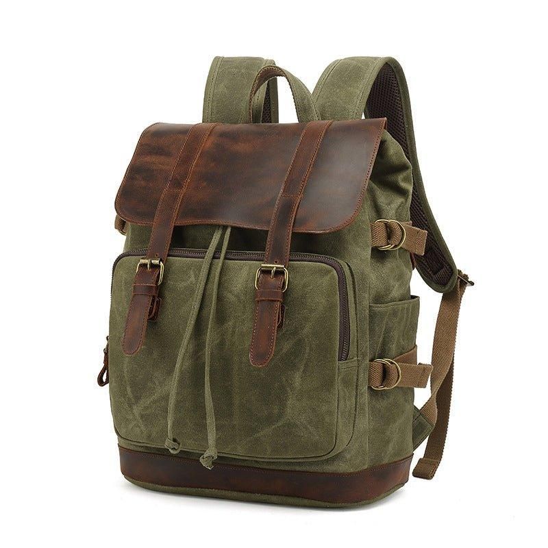 Vintage-rucksack Aus Leder Und Canvas