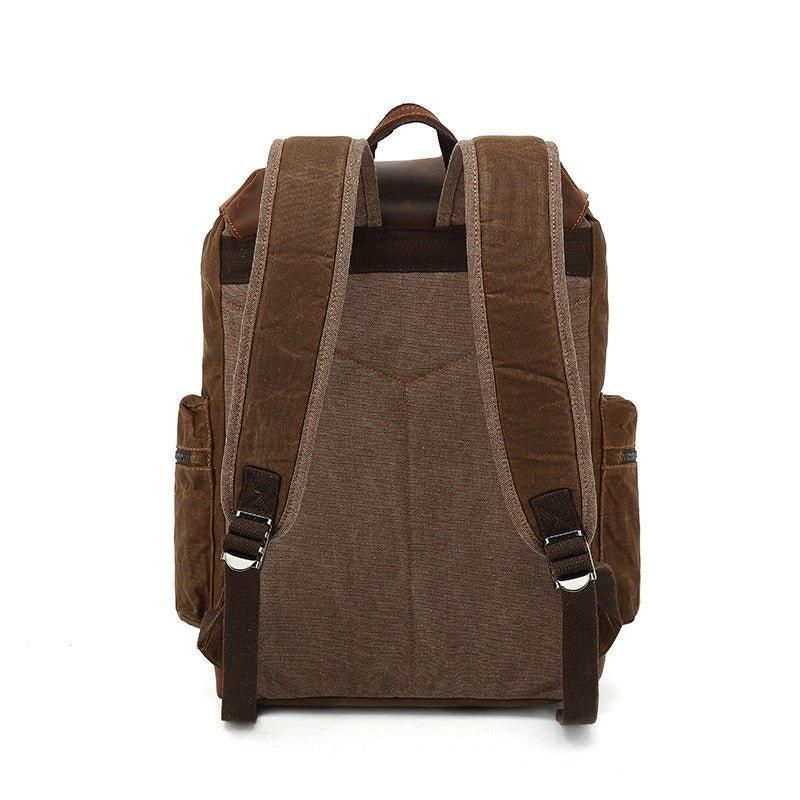 Vintage-rucksack Aus Leder Und Canvas Mit Laptop-hülle