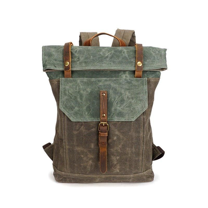 Vintage-rucksack Mit Rolltop Und Laptop-hülle