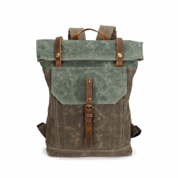 Vintage-rucksack Mit Rolltop Und Laptop-hülle