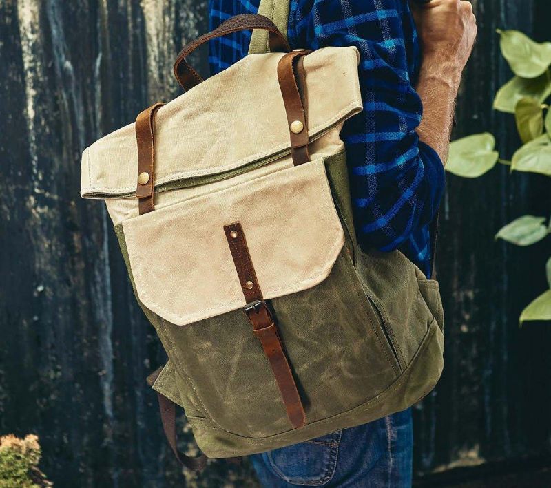 Vintage-rucksack Mit Rolltop Und Laptop-hülle