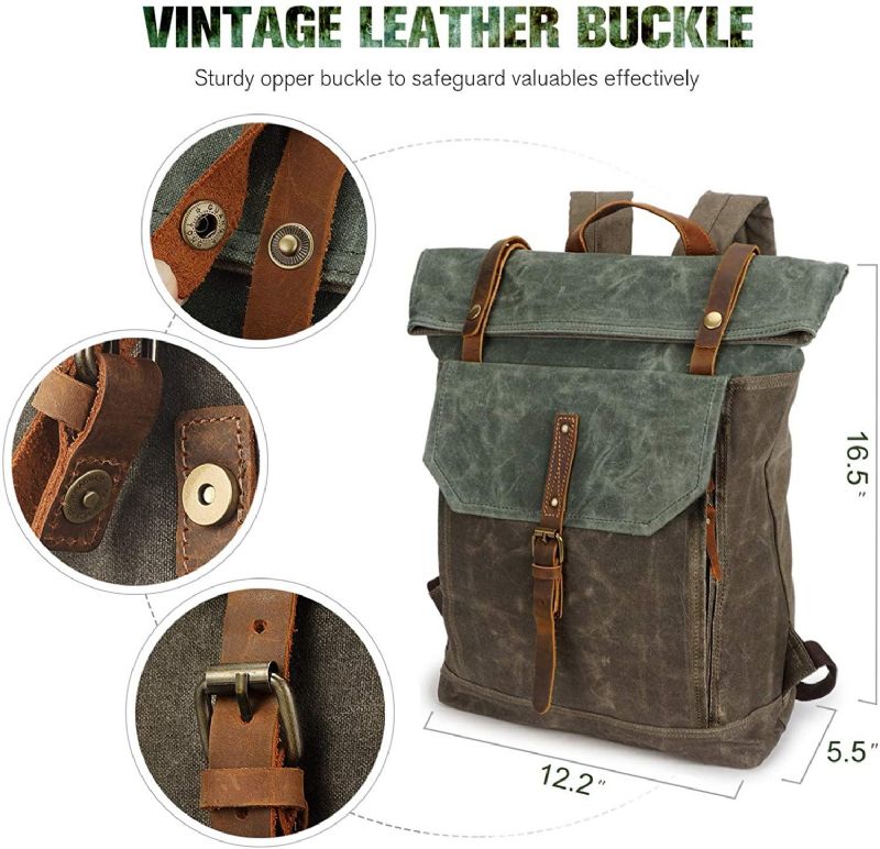 Vintage-rucksack Mit Rolltop Und Laptop-hülle