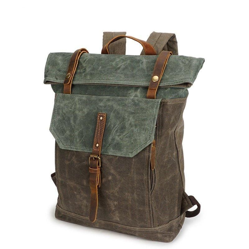 Vintage-rucksack Mit Rolltop Und Laptop-hülle