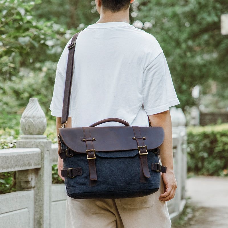 Vintage-schultertasche Aus Canvas Messenger Bag Für Herren