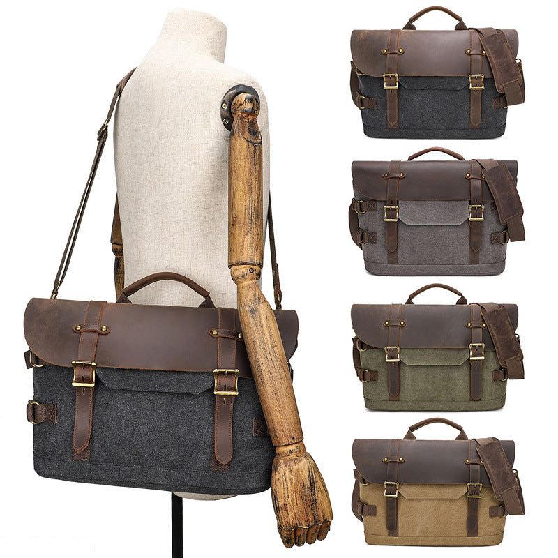 Vintage-schultertasche Aus Canvas Messenger Bag Für Herren