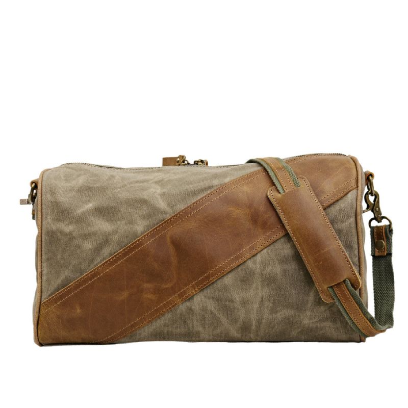 Wasserdichte Messenger Bag Aus Gewachstem Canvas Mit Echtem Leder