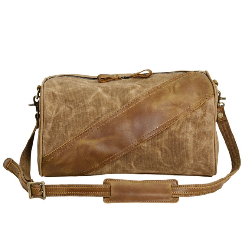 Wasserdichte Messenger Bag Aus Gewachstem Canvas Mit Echtem Leder