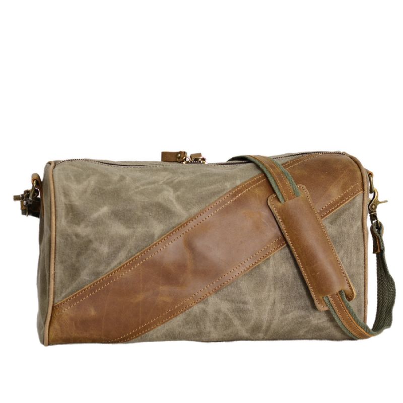 Wasserdichte Messenger Bag Aus Gewachstem Canvas Mit Echtem Leder