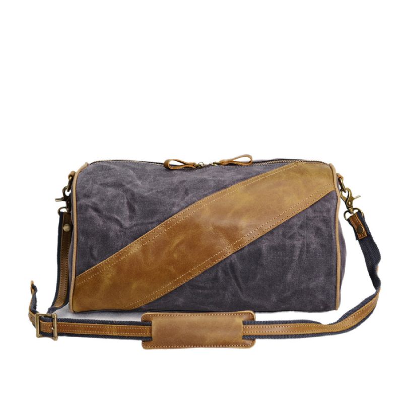 Wasserdichte Messenger Bag Aus Gewachstem Canvas Mit Echtem Leder