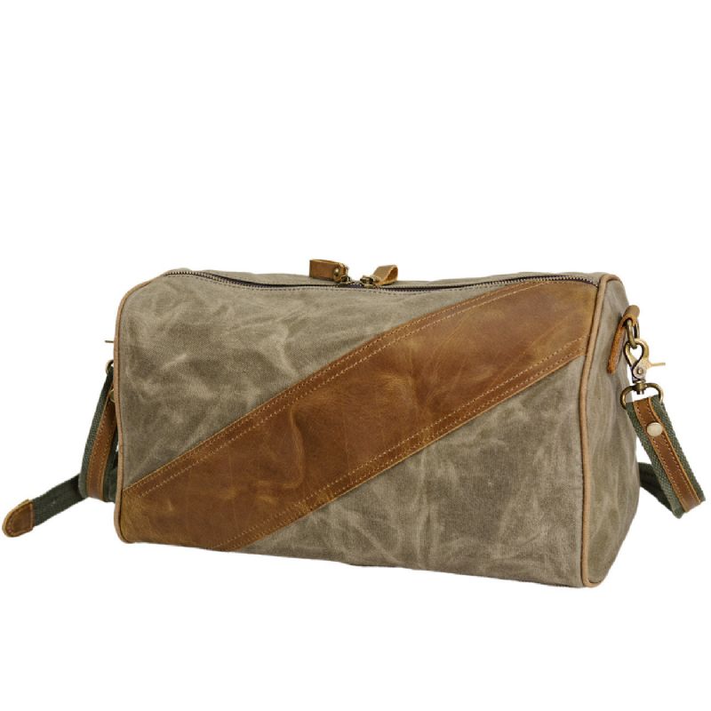 Wasserdichte Messenger Bag Aus Gewachstem Canvas Mit Echtem Leder