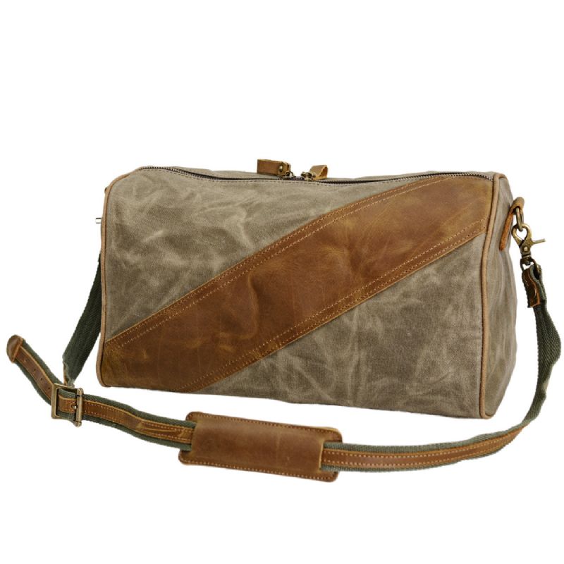 Wasserdichte Messenger Bag Aus Gewachstem Canvas Mit Echtem Leder