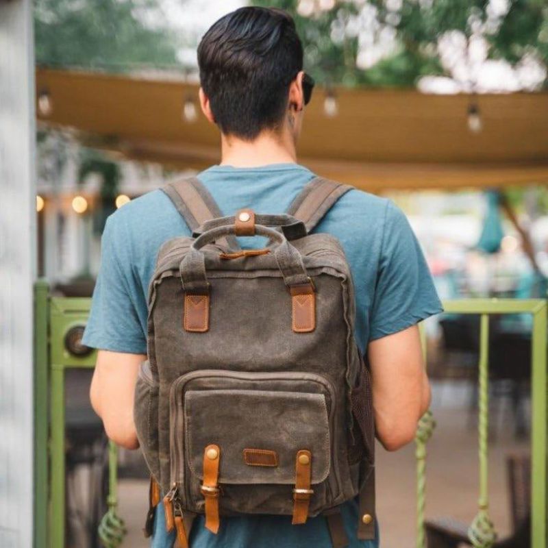 Wasserdichter Kamerarucksack Aus Gewachstem Canvas