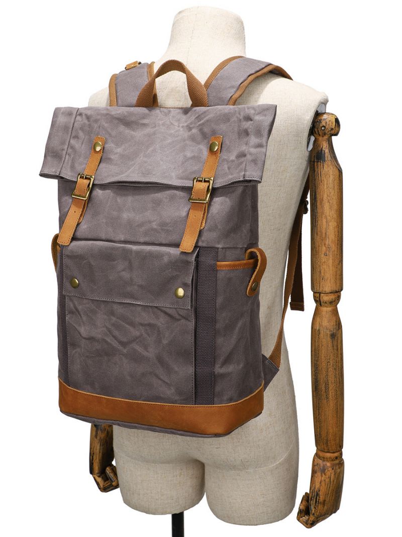 Wasserdichter Rucksack Aus Gewachstem Canvas Für 15-zoll-laptop