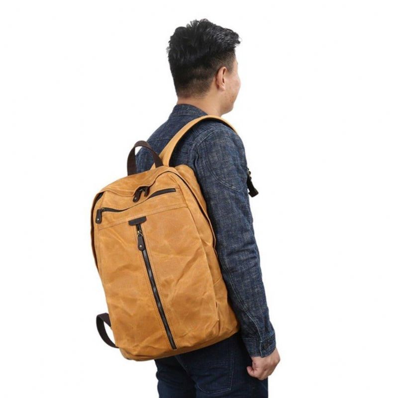 Wasserdichter Rucksack Aus Gewachstem Canvas Für Laptops Tagesrucksack