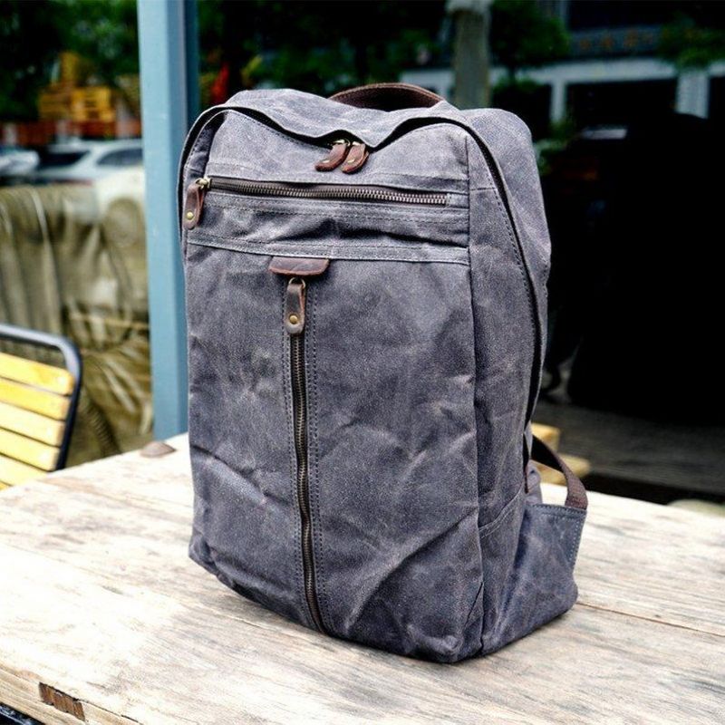 Wasserdichter Rucksack Aus Gewachstem Canvas Für Laptops Tagesrucksack