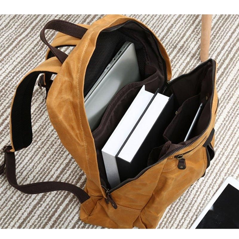 Wasserdichter Rucksack Aus Gewachstem Canvas Für Laptops Tagesrucksack