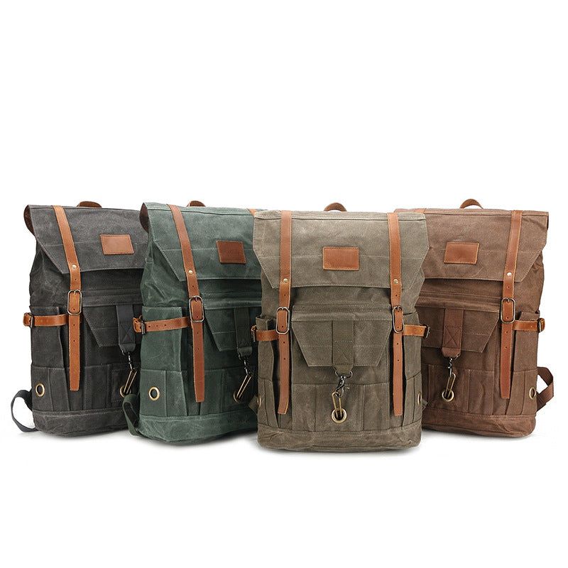 Wasserdichter Rucksack Aus Gewachstem Canvas Für Reisen