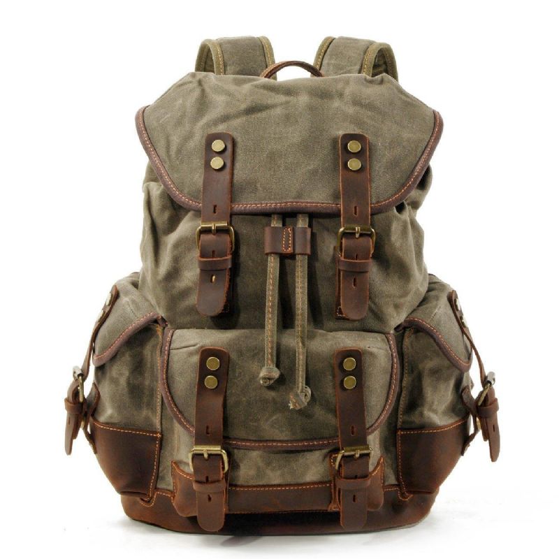 Wasserdichter Vintage-rucksack Aus Gewachstem Canvas Für Herren