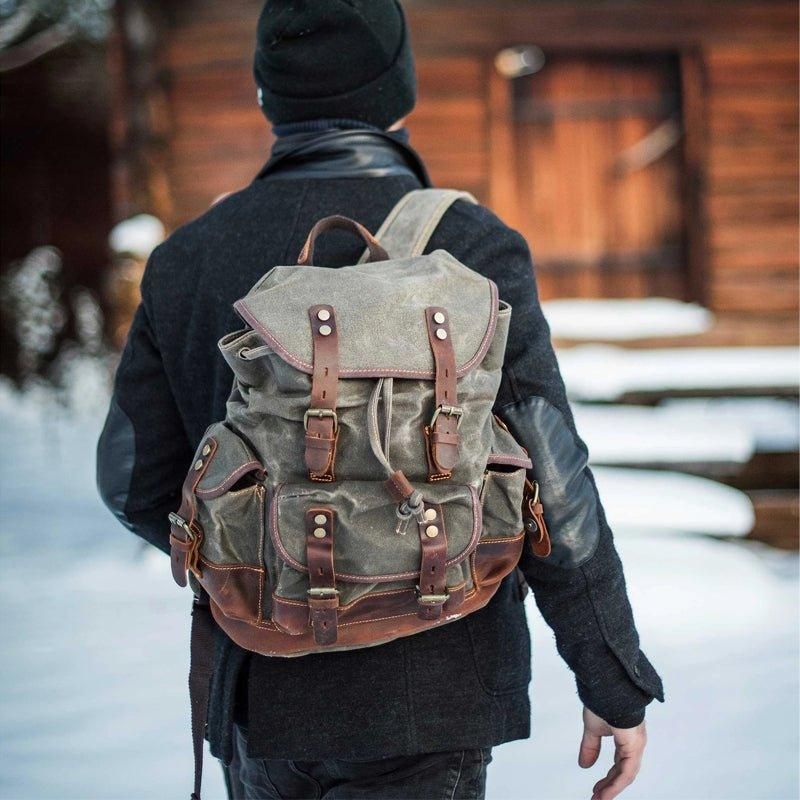 Wasserdichter Vintage-rucksack Aus Gewachstem Canvas Für Herren