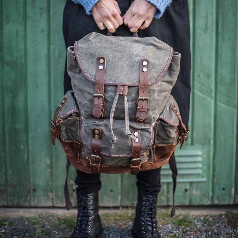 Wasserdichter Vintage-rucksack Aus Gewachstem Canvas Für Herren