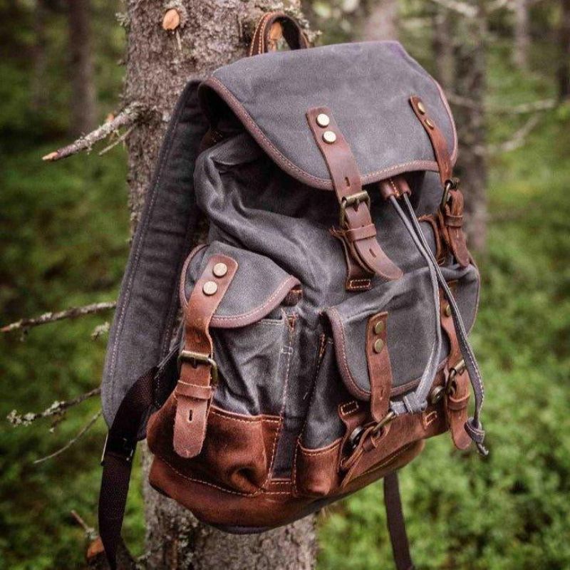 Wasserdichter Vintage-rucksack Aus Gewachstem Canvas Für Herren