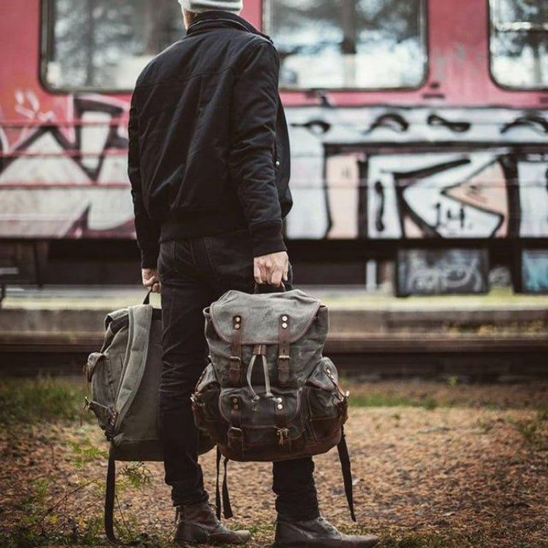 Wasserdichter Vintage-rucksack Aus Gewachstem Canvas Für Herren