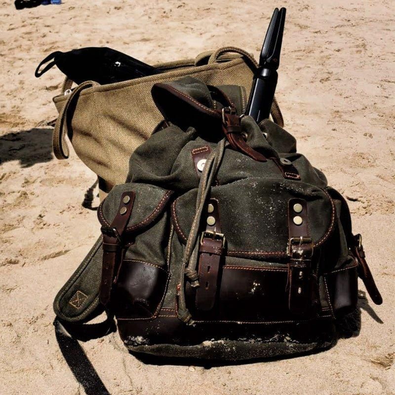 Wasserdichter Vintage-rucksack Aus Gewachstem Canvas Für Herren