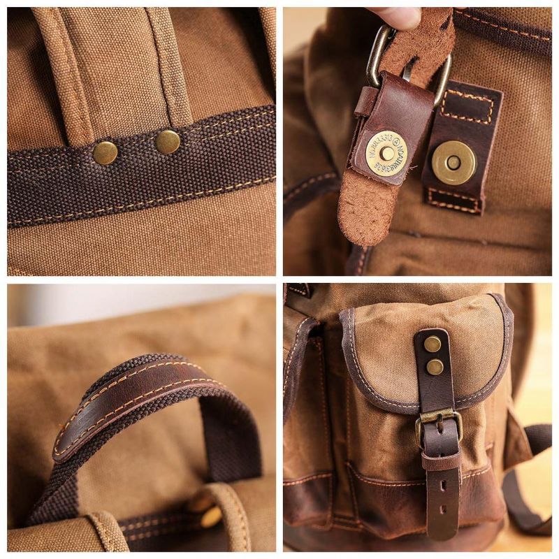 Wasserdichter Vintage-rucksack Aus Gewachstem Canvas Für Herren