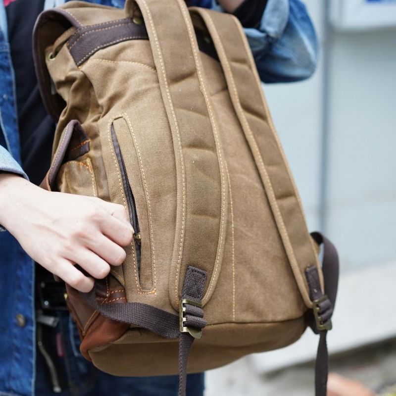 Wasserdichter Vintage-rucksack Aus Gewachstem Canvas Für Herren