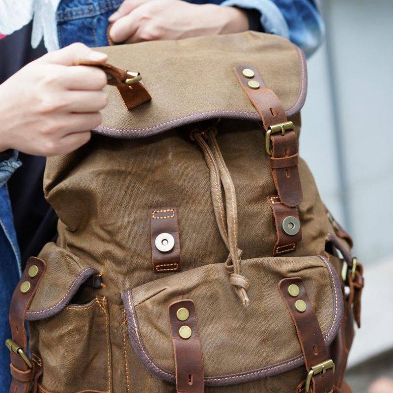 Wasserdichter Vintage-rucksack Aus Gewachstem Canvas Für Herren