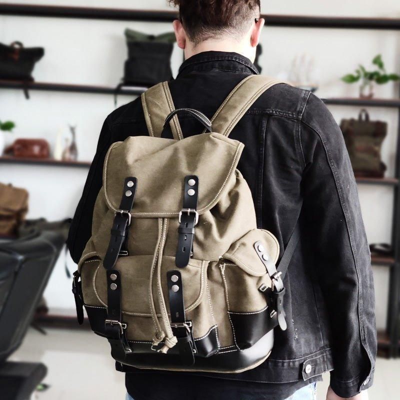 Wasserdichter Vintage-rucksack Aus Gewachstem Canvas Für Herren