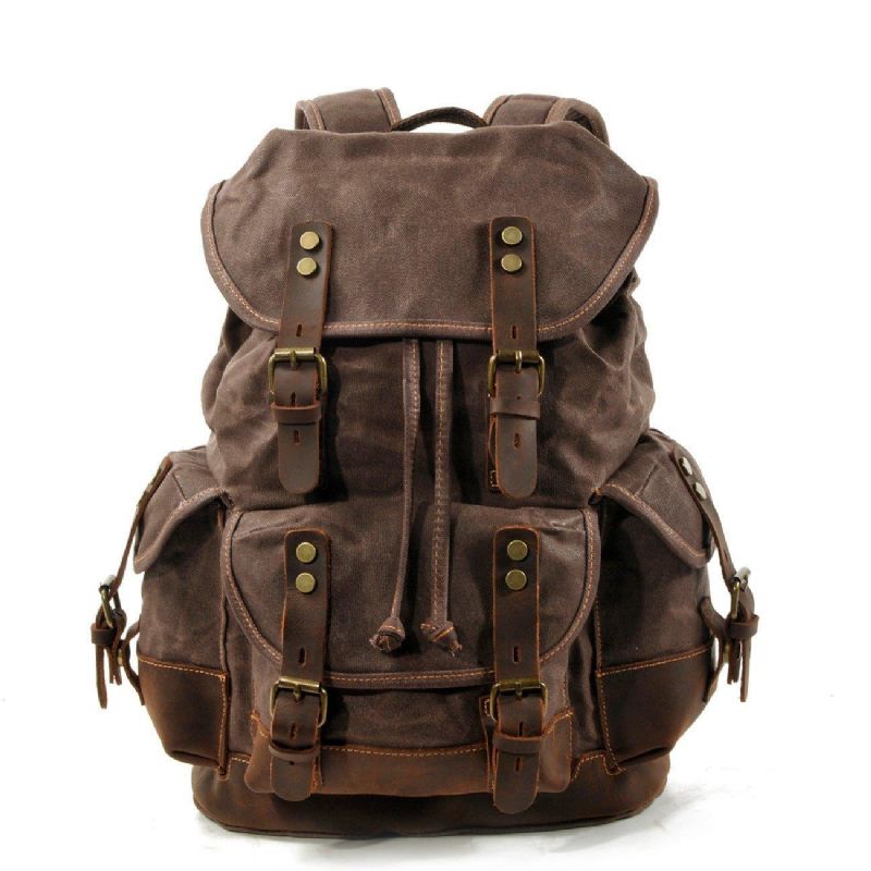 Wasserdichter Vintage-rucksack Aus Gewachstem Canvas Für Herren