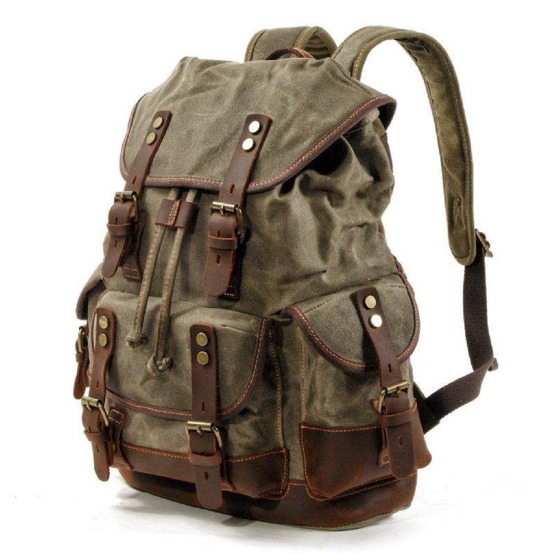 Wasserdichter Vintage-rucksack Aus Gewachstem Canvas Für Herren