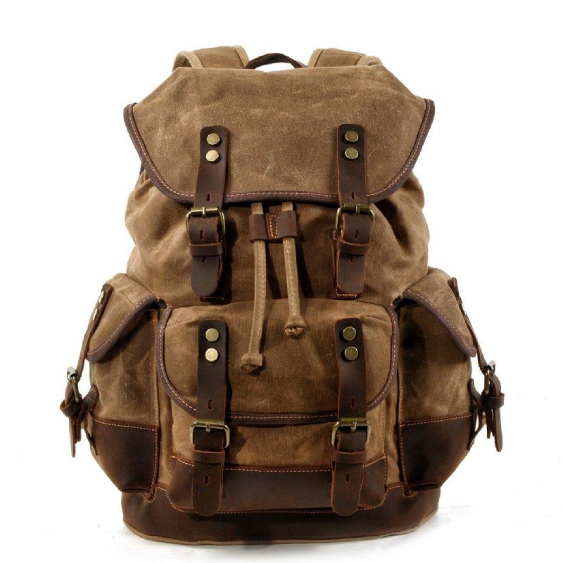 Wasserdichter Vintage-rucksack Aus Gewachstem Canvas Für Herren