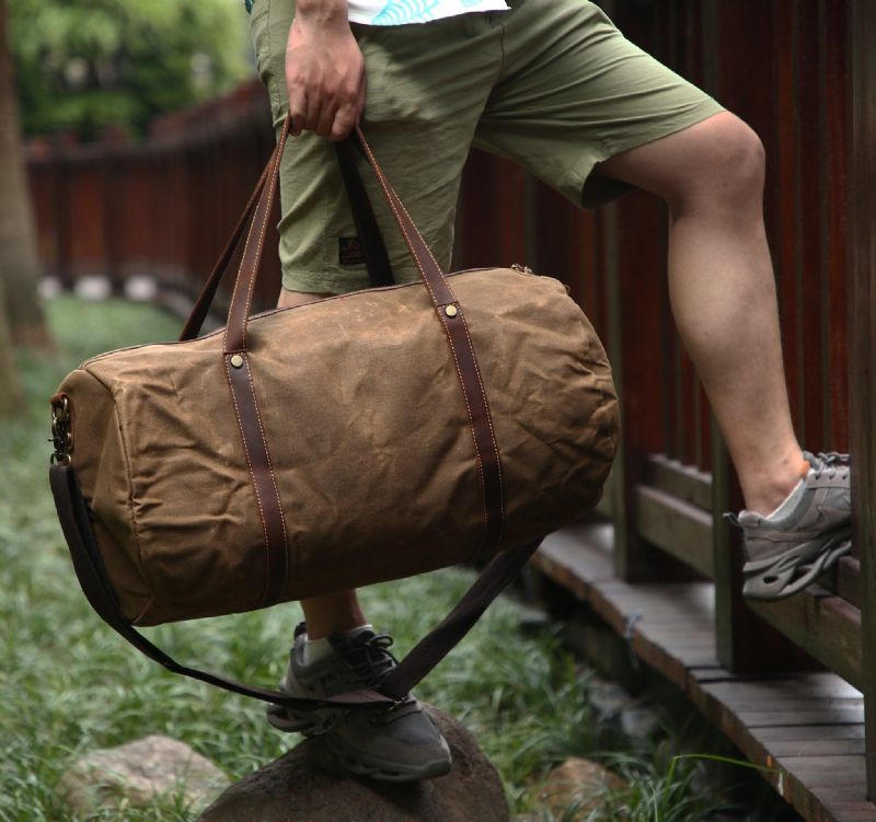 Weekender-reisetasche Aus Gewachstem Canvas Handgepäckgröße