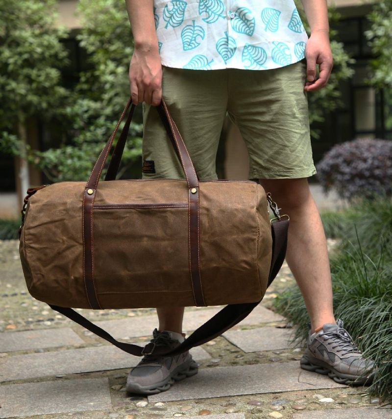 Weekender-reisetasche Aus Gewachstem Canvas Handgepäckgröße