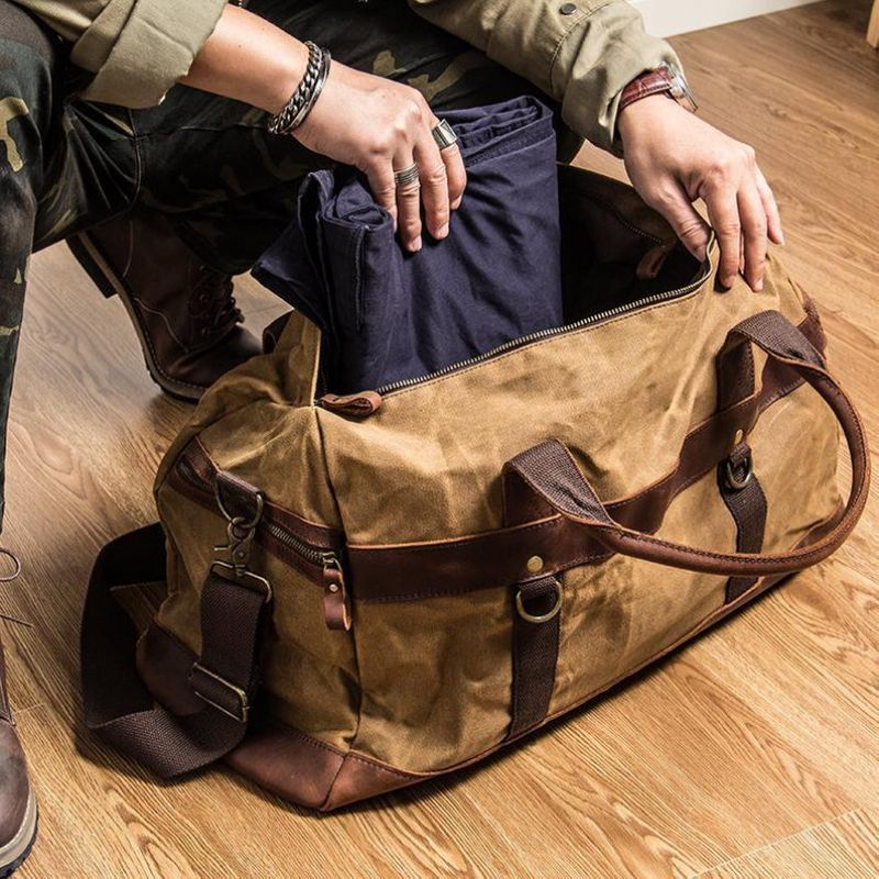 Wochenendtasche Aus Gewachstem Canvas Für Herren